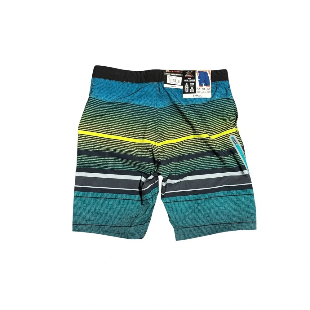 ZeroXposur Swim Trunks Men S NWT Teal Koa Striped Board Short Lined Beach Travel